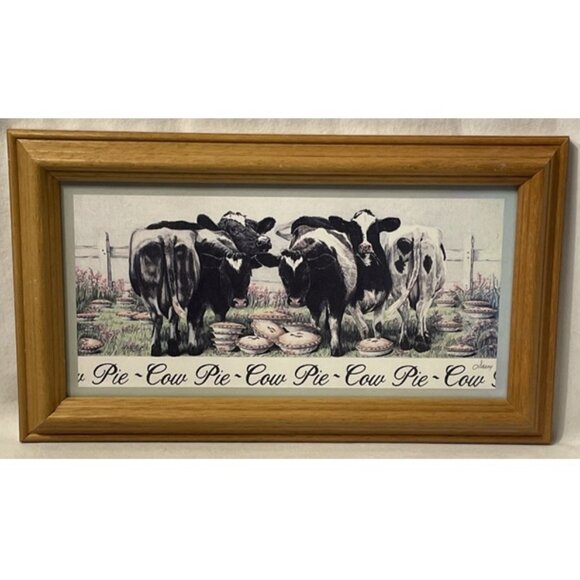 Framed Print 1989 Figi Graphics Illustration By Darcy Gerdes Cow Pie 12 x 7 Farm - Picture 13 of 13